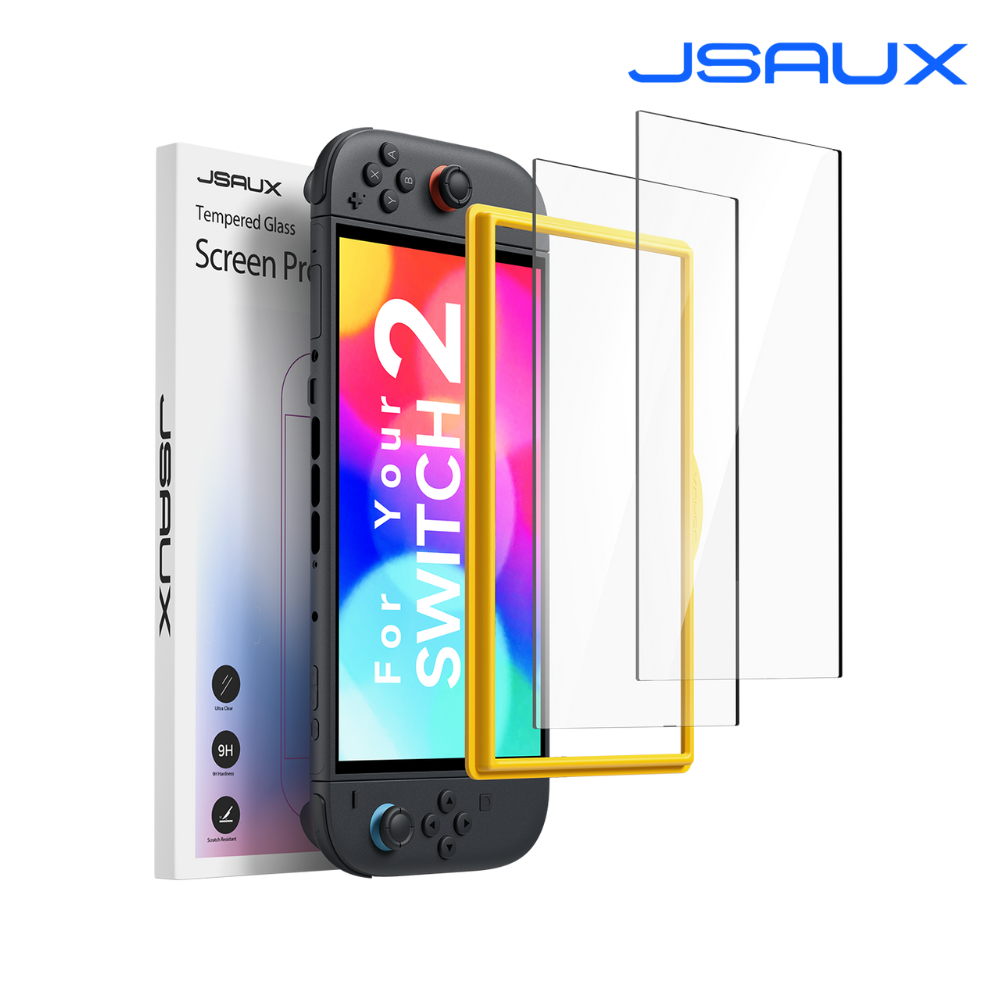JSAUX HD Tempered Glass Screen Protector for Switch 2 (2 PACK)