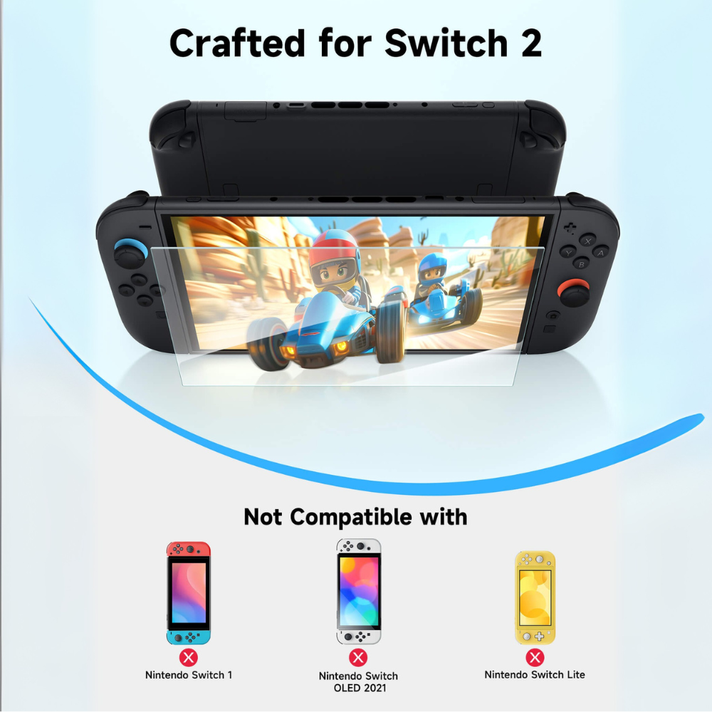 JSAUX HD Tempered Glass Screen Protector for Switch 2 (2 PACK)