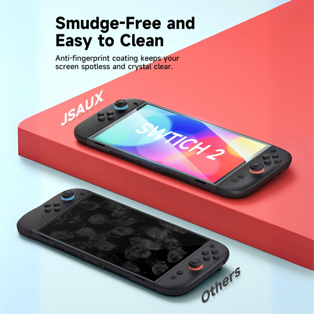 JSAUX HD Tempered Glass Screen Protector for Switch 2 (2 PACK)