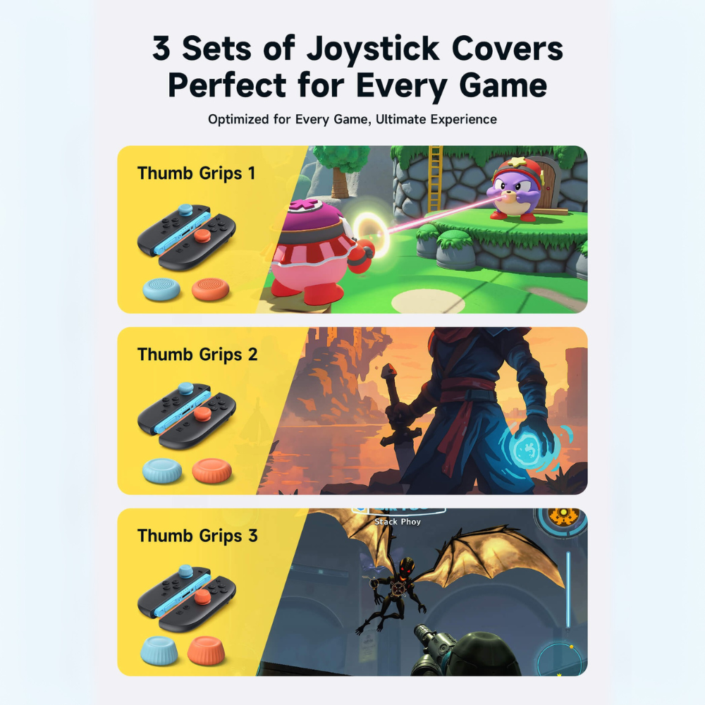 JSAUX Multi-Mode Joystick Cap and Thumb Grip with Lever Guard Set for Switch 2
