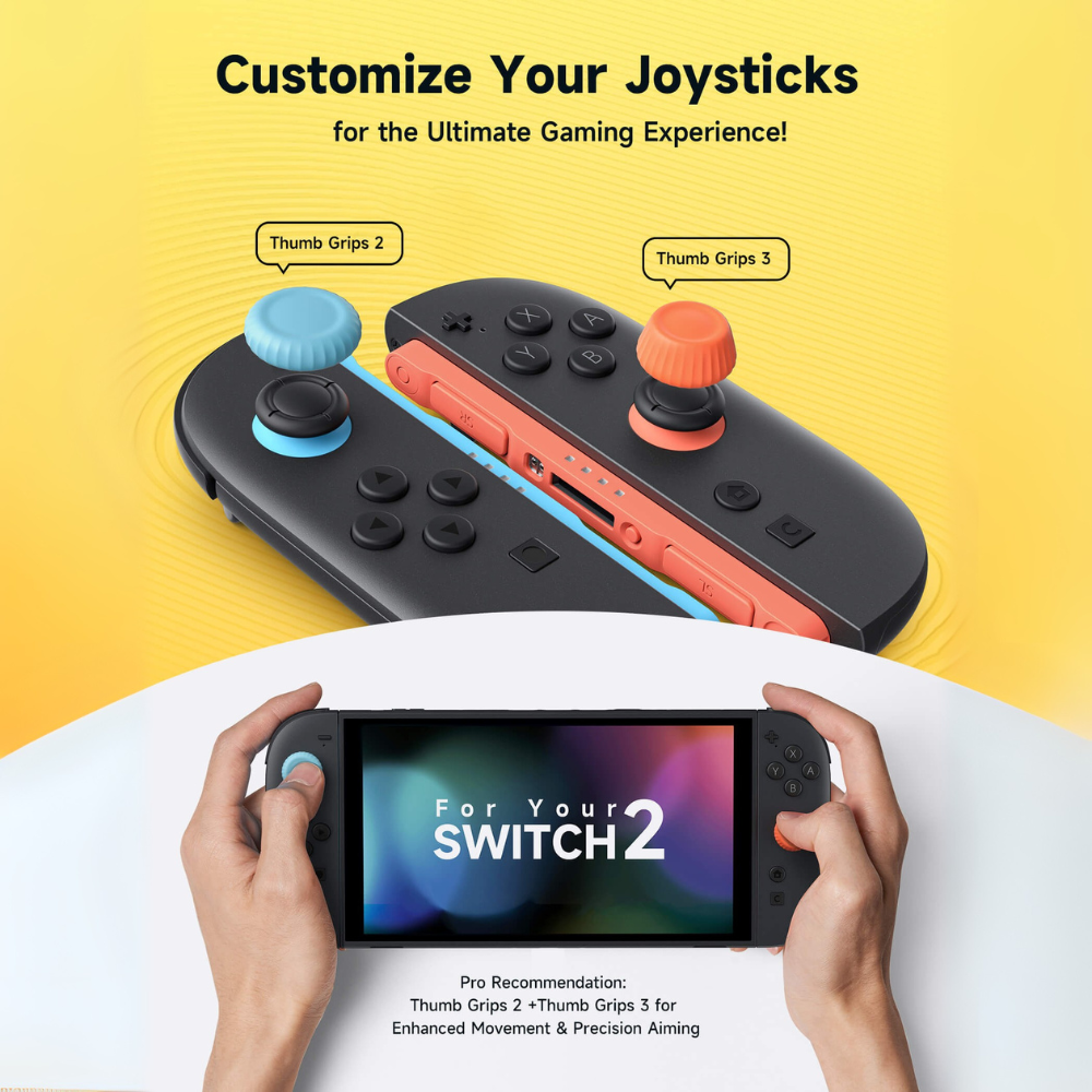 JSAUX Multi-Mode Joystick Cap and Thumb Grip with Lever Guard Set for Switch 2