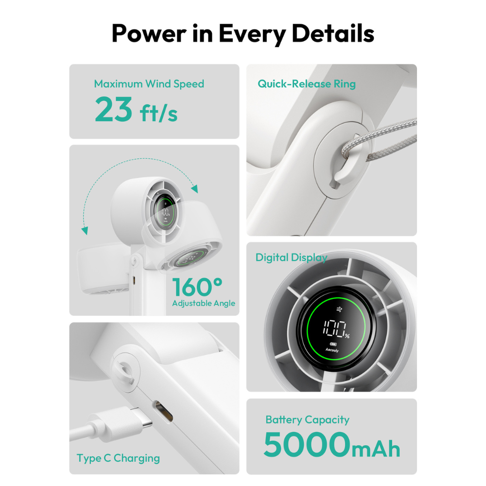 Aecooly Halo 02 - Portable Dual Air Channels Handheld Fan