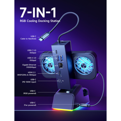 JSAUX 7-in-1 Multifunctional Docking Station with Cooling fan