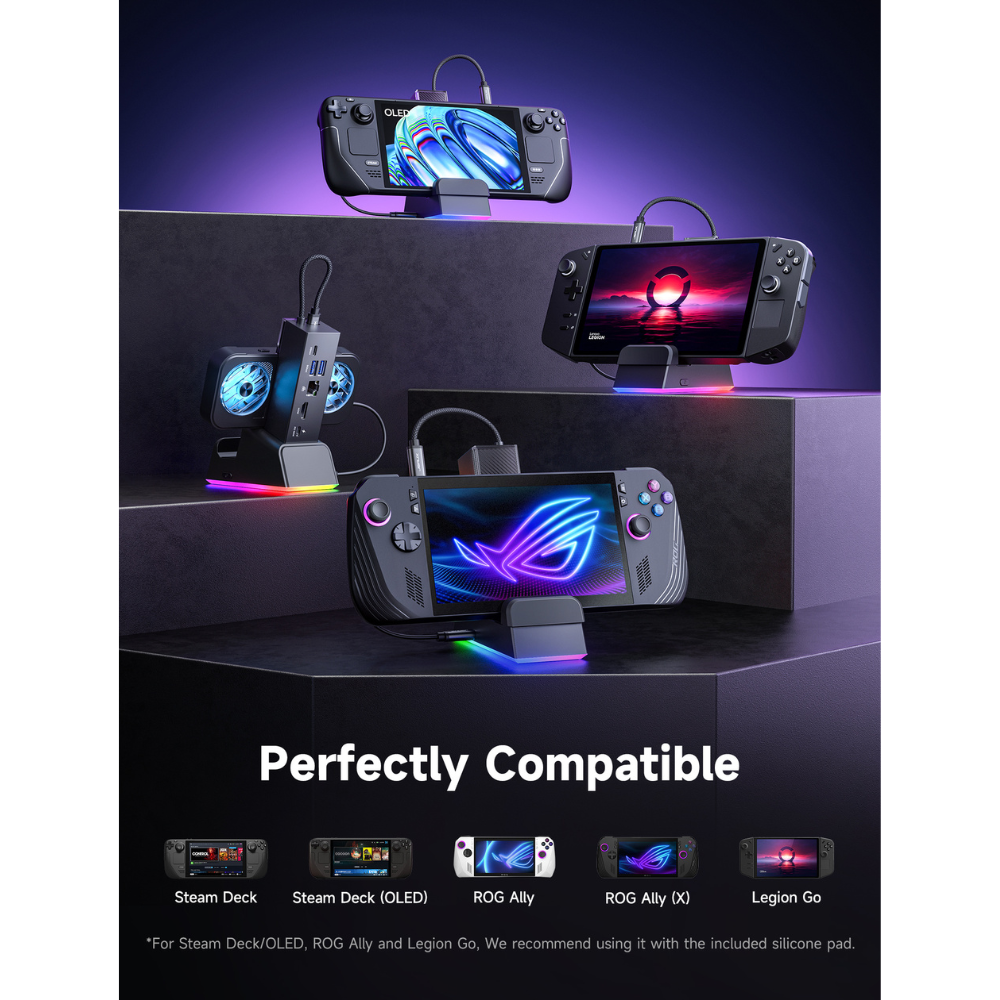 JSAUX 7-in-1 Multifunctional Docking Station with Cooling fan