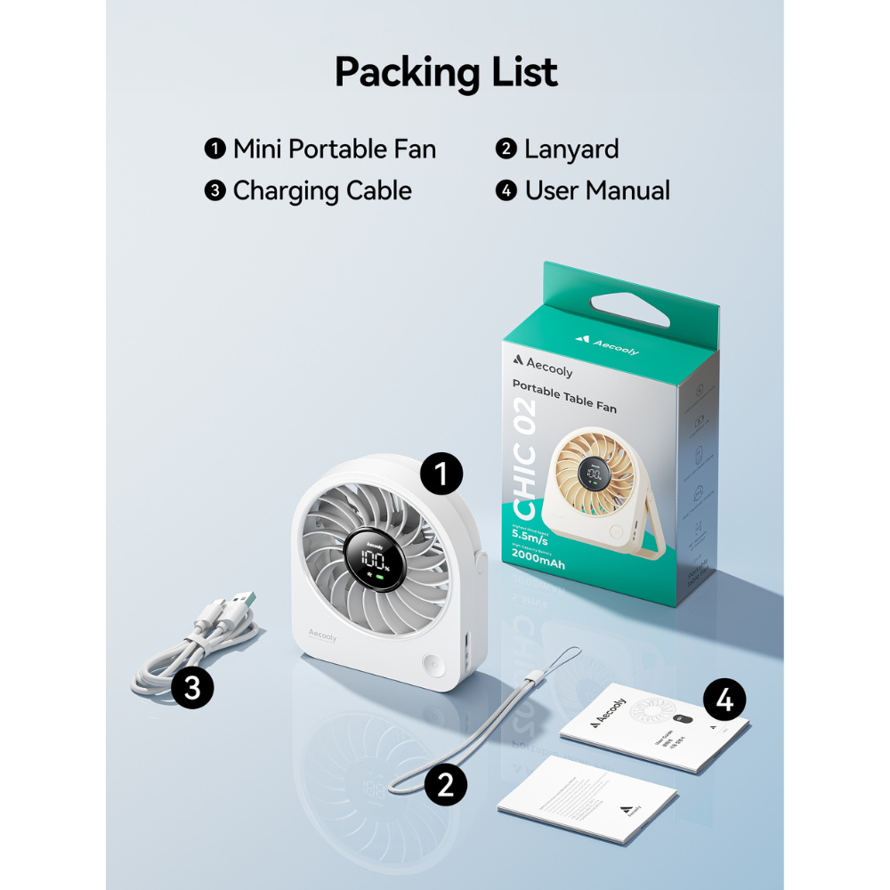 Aecooly Mini Desktop Fan (2000mAh)