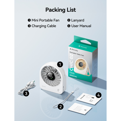 Aecooly Mini Desktop Fan (2000mAh)