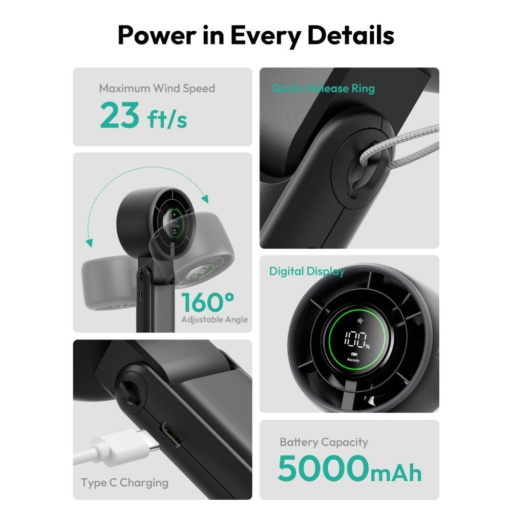 Aecooly Halo 02 - Portable Dual Air Channels Handheld Fan