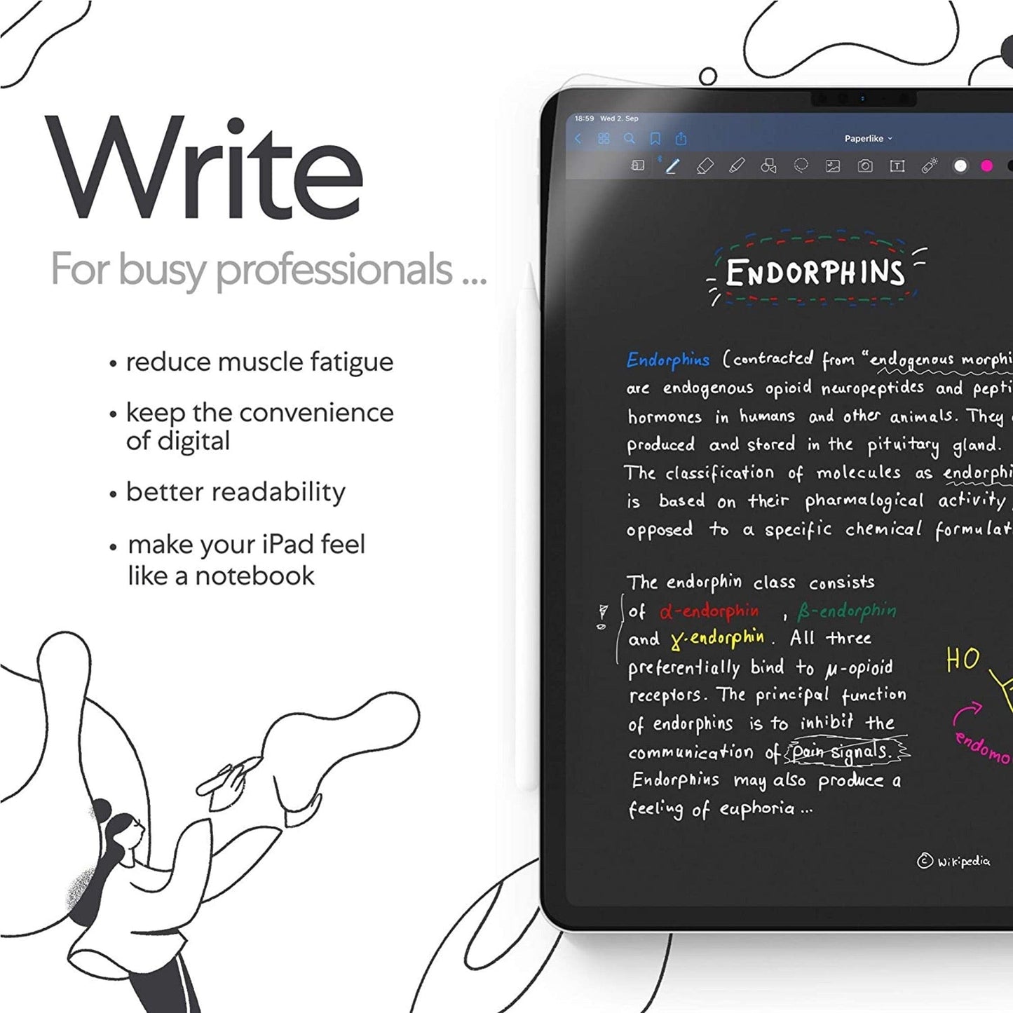 Paperlike (2 Pieces) for iPad 10.2" (2021, 2020 & 2019) - Transparent Screen Protector for Notetaking and Drawing Like on Paper